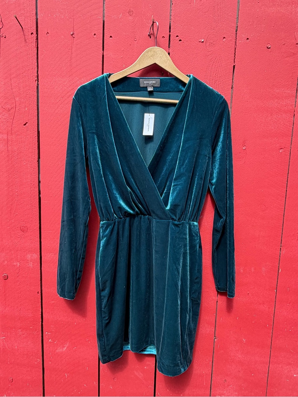 Teal VELVET FAUX WRAP MINI DRESS